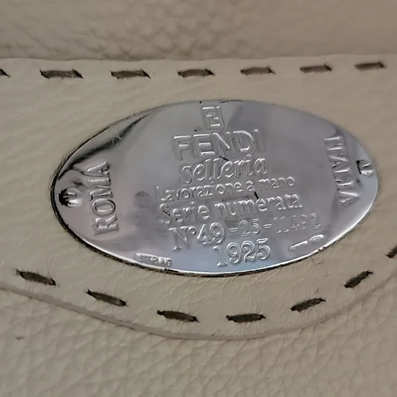 Fendi White Leather Selleria Crossbody Bag Cream
